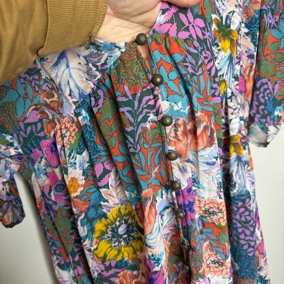 Anthropologie Womens XS Akemi + Kin Multicolor Valencia Floral V Neck Dress - Picture 9 of 16